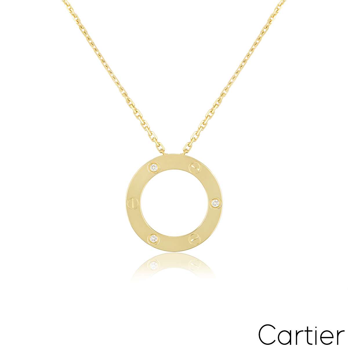 Cartier Yellow Gold 3 Diamond Love Necklace B7014500 Cartier Yellow Gold 3 Diamond Love Necklace B7014500